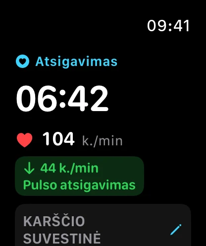 Pulso atsistatymas Apple Watch