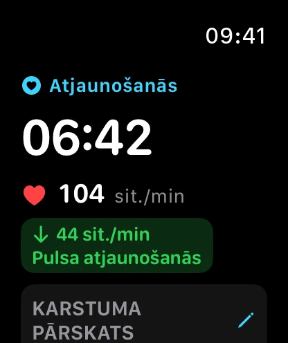 Pulsa atjaunošanās Apple Watch